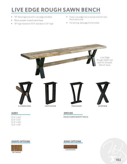 Live Edge Rough Sawn Bench
