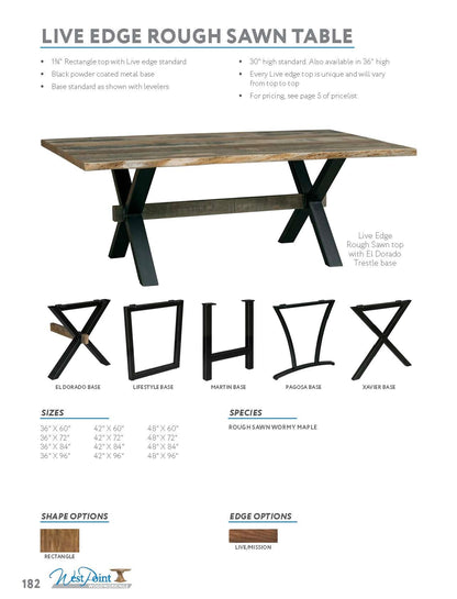 Live Edge Rough Sawn Table