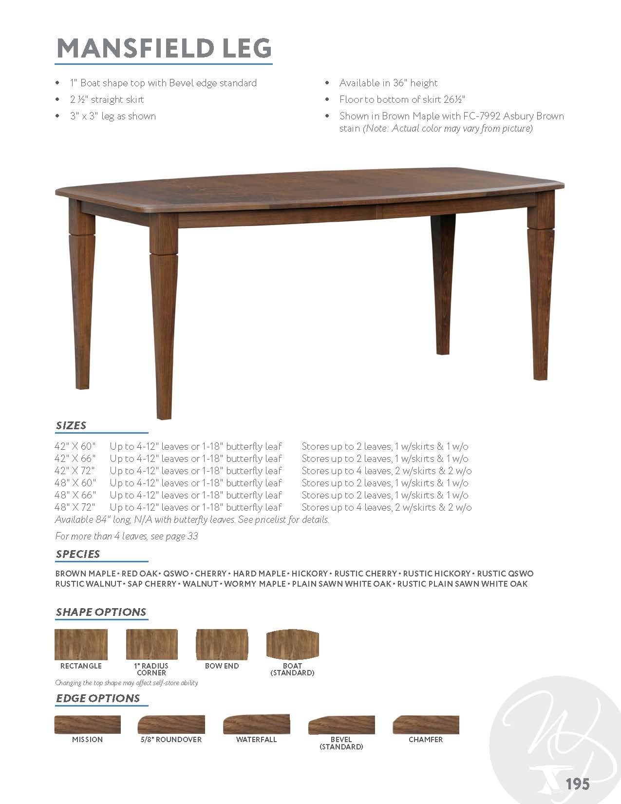 Mansfield Leg Table