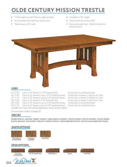 Olde Century Mission Trestle Table