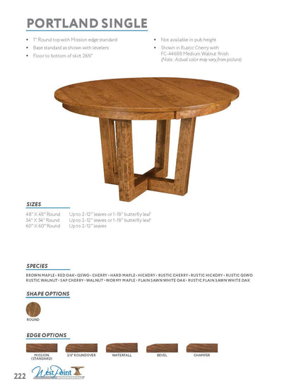 Portland Single Pedestal Table