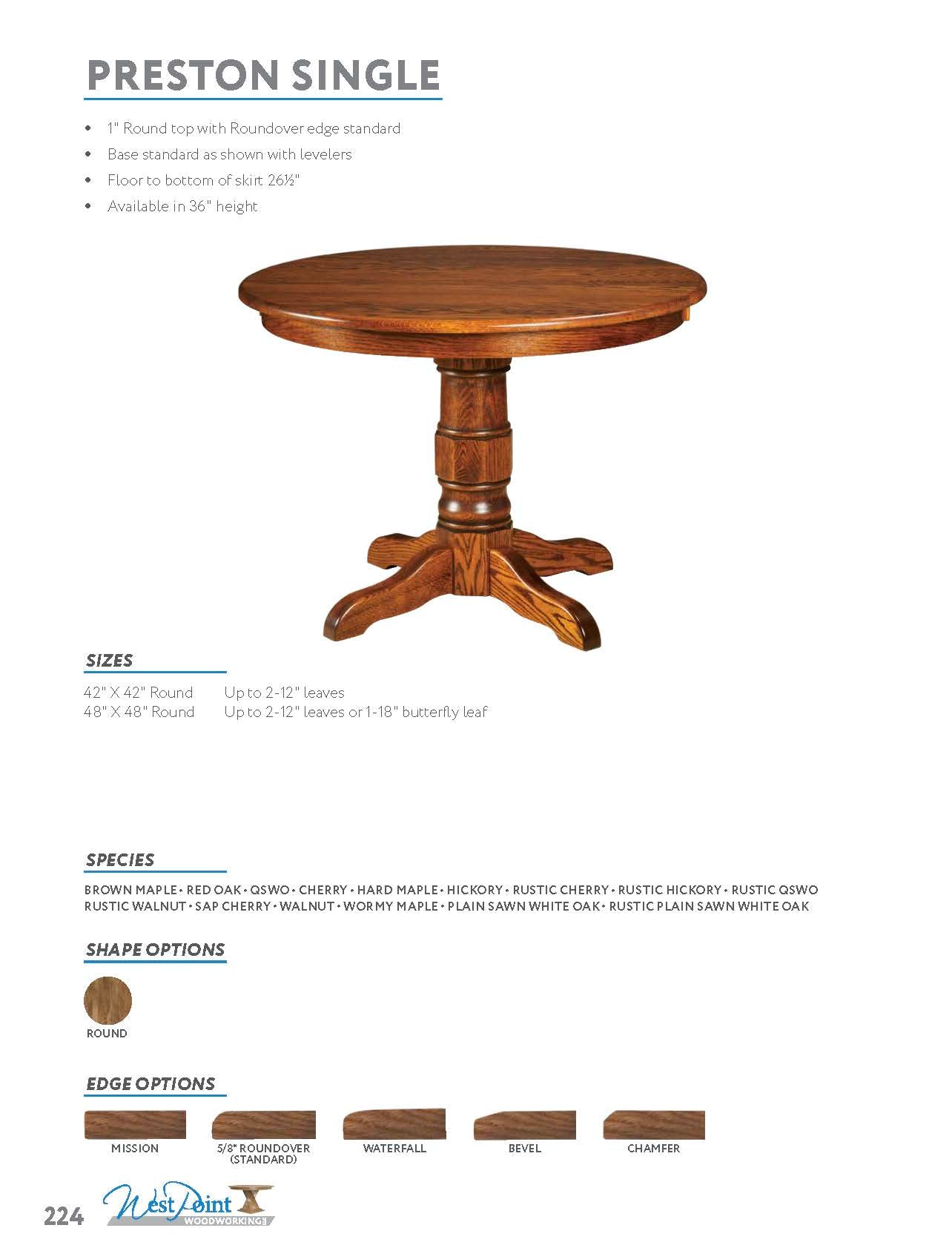Preston Single Pedestal Table