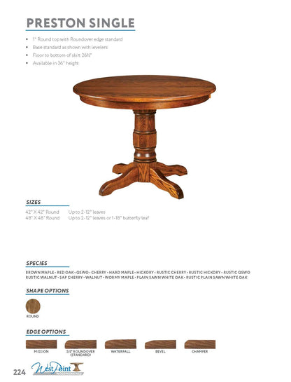 Preston Single Pedestal Table