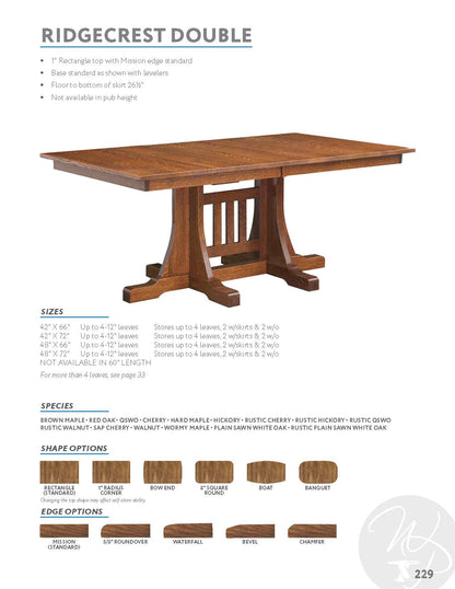 Ridgecrest Double Pedestal Table