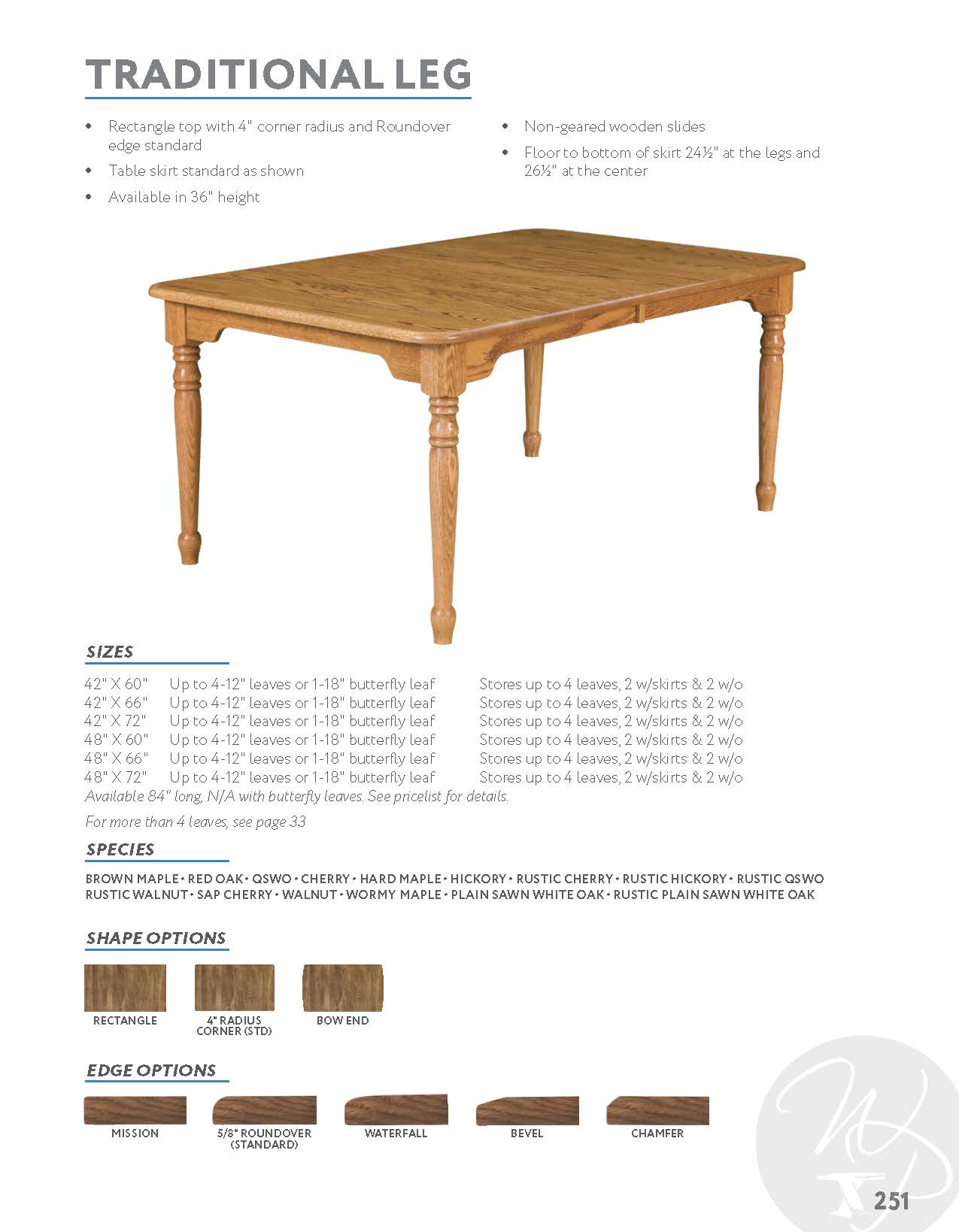 Traditional Leg Table