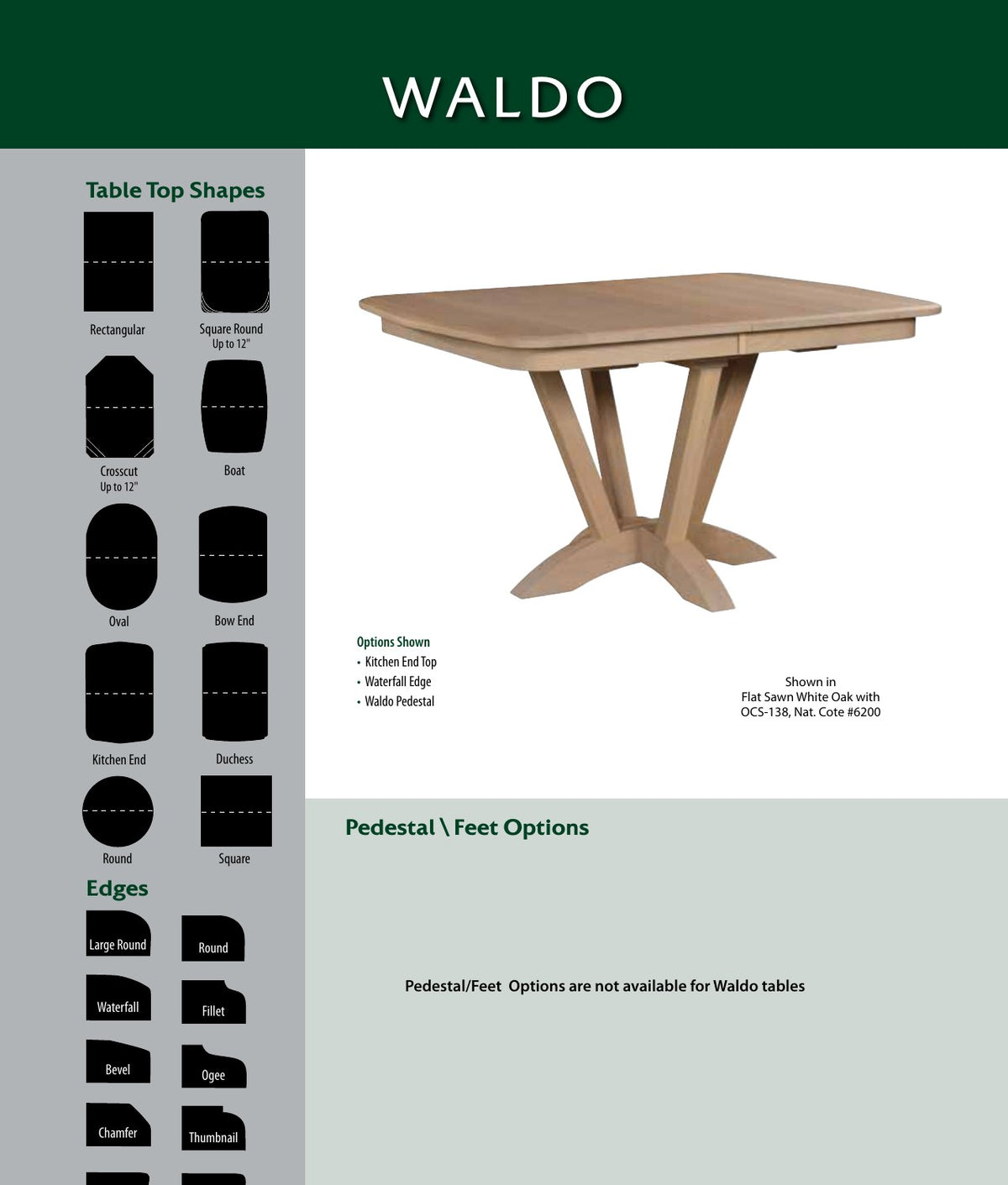 Waldo Single Pedestal Table catalog page