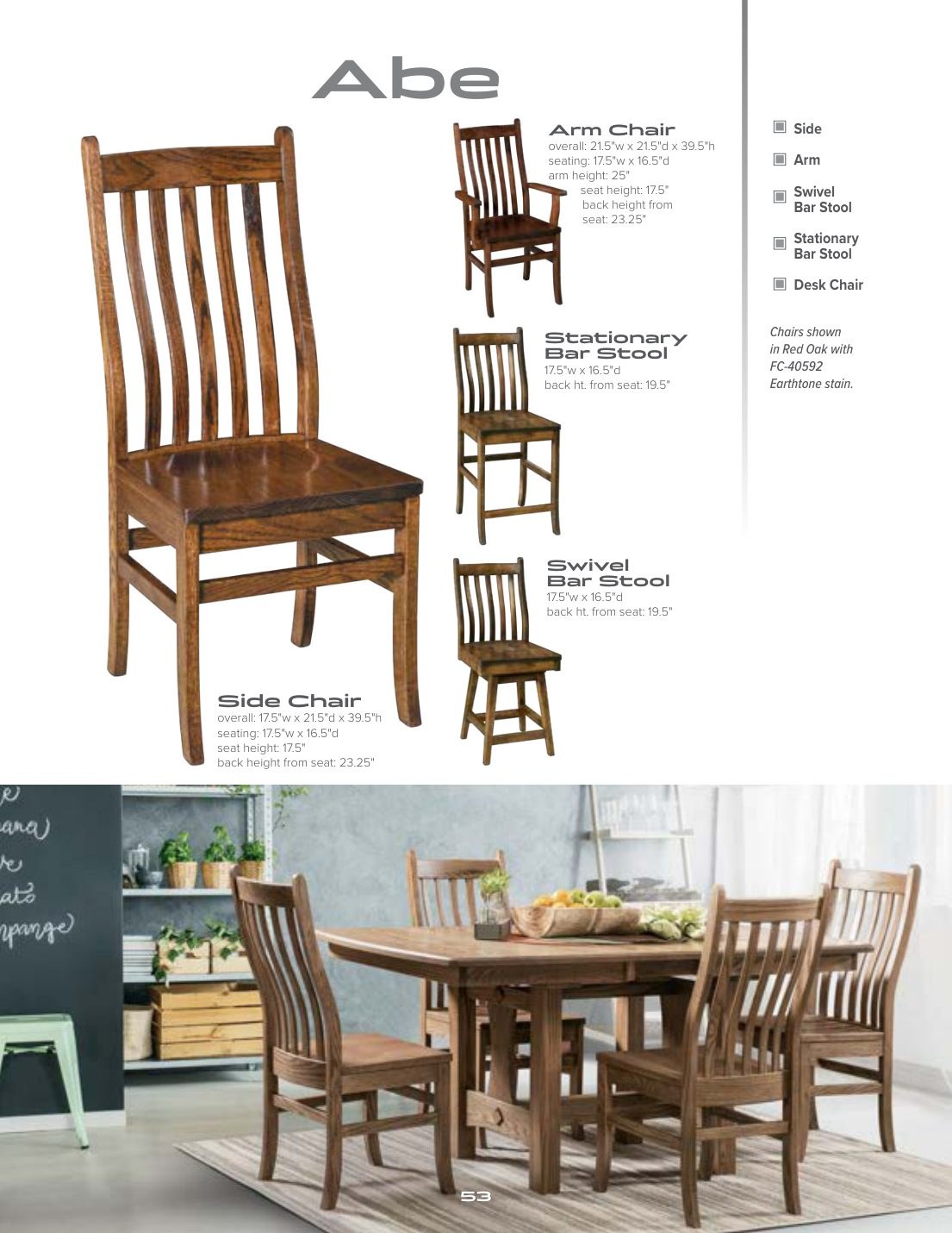 Abe Side Chair catalog page
