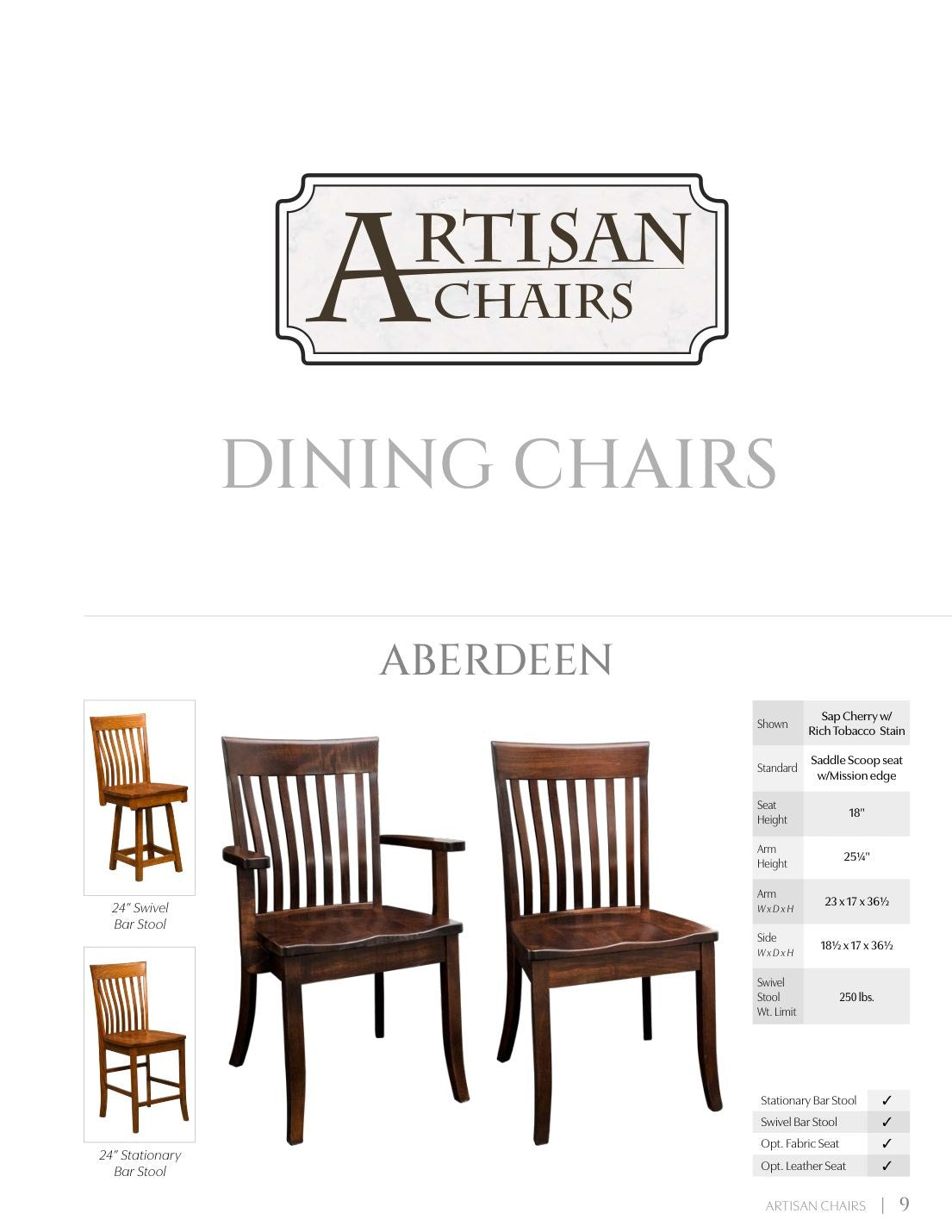 Aberdeen Stationary Bar Stool catalog page