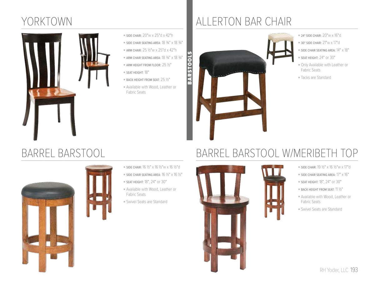 Allerton Stationary Bar Stool catalog page