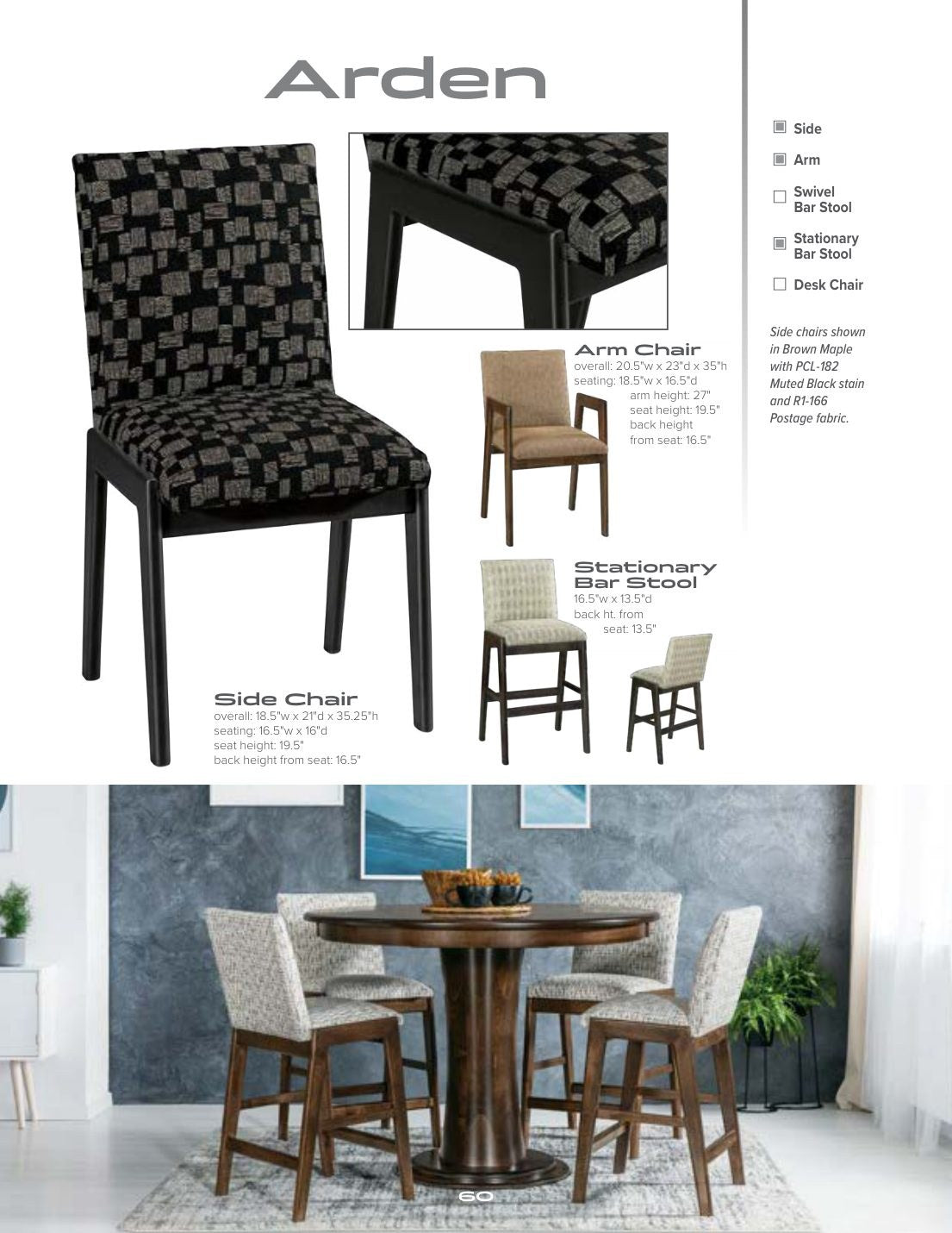 Arden Arm Chair catalog page