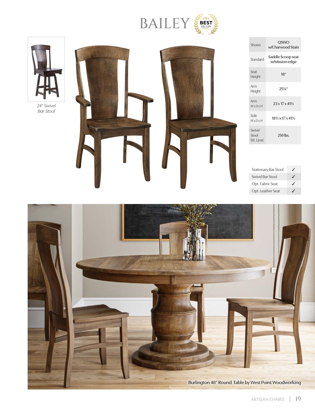 Bailey Side Chair catalog page