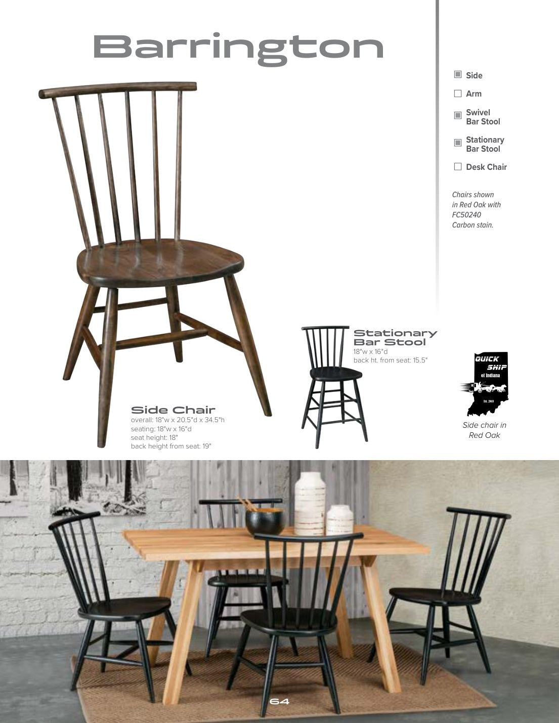 Barrington Stationary Bar Stool catalog page