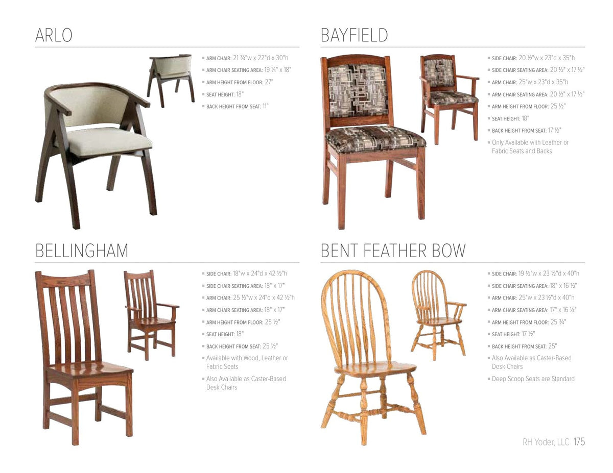 Bent Feather Bow Side Chair catalog page