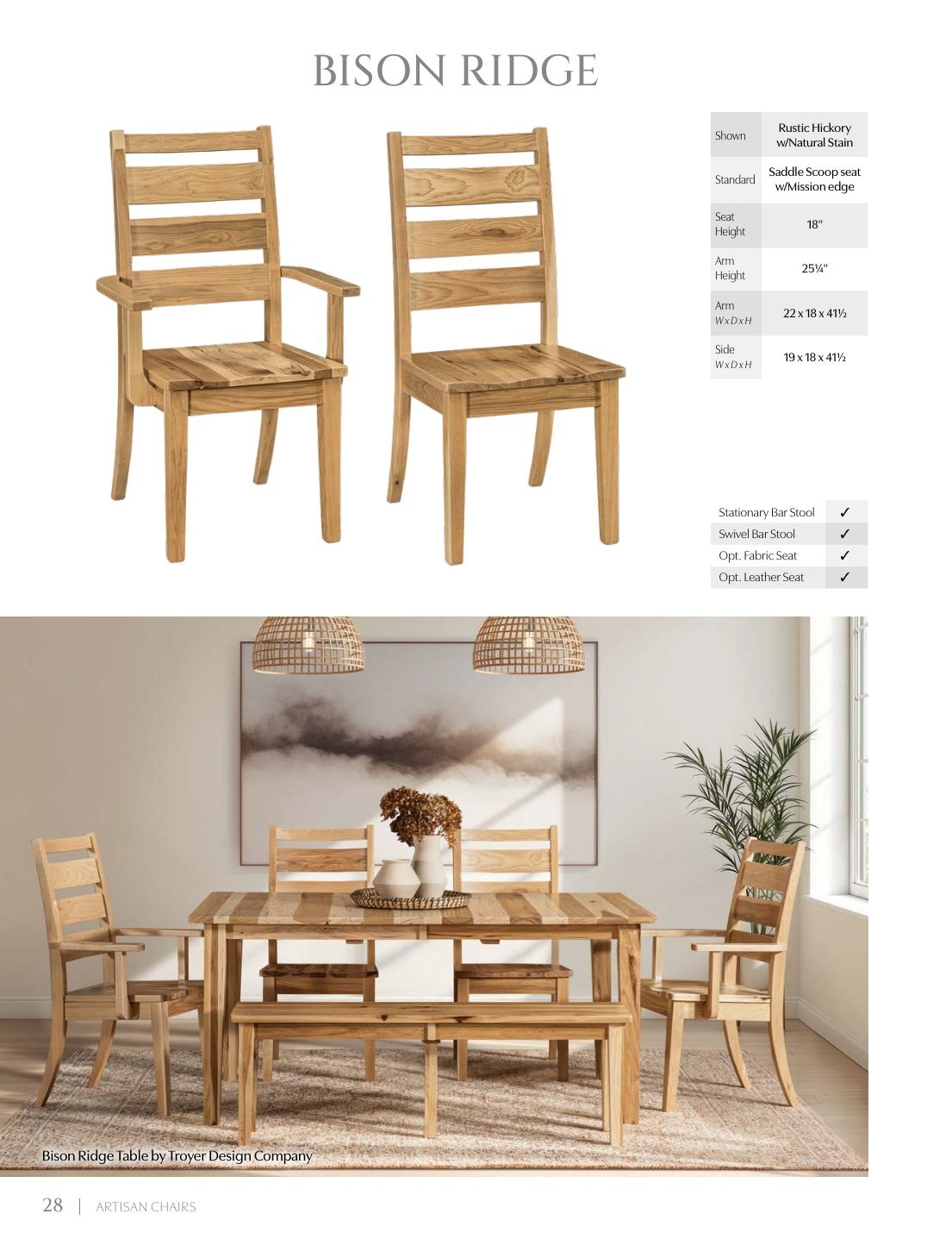 Bison Ridge Arm Chair catalog page