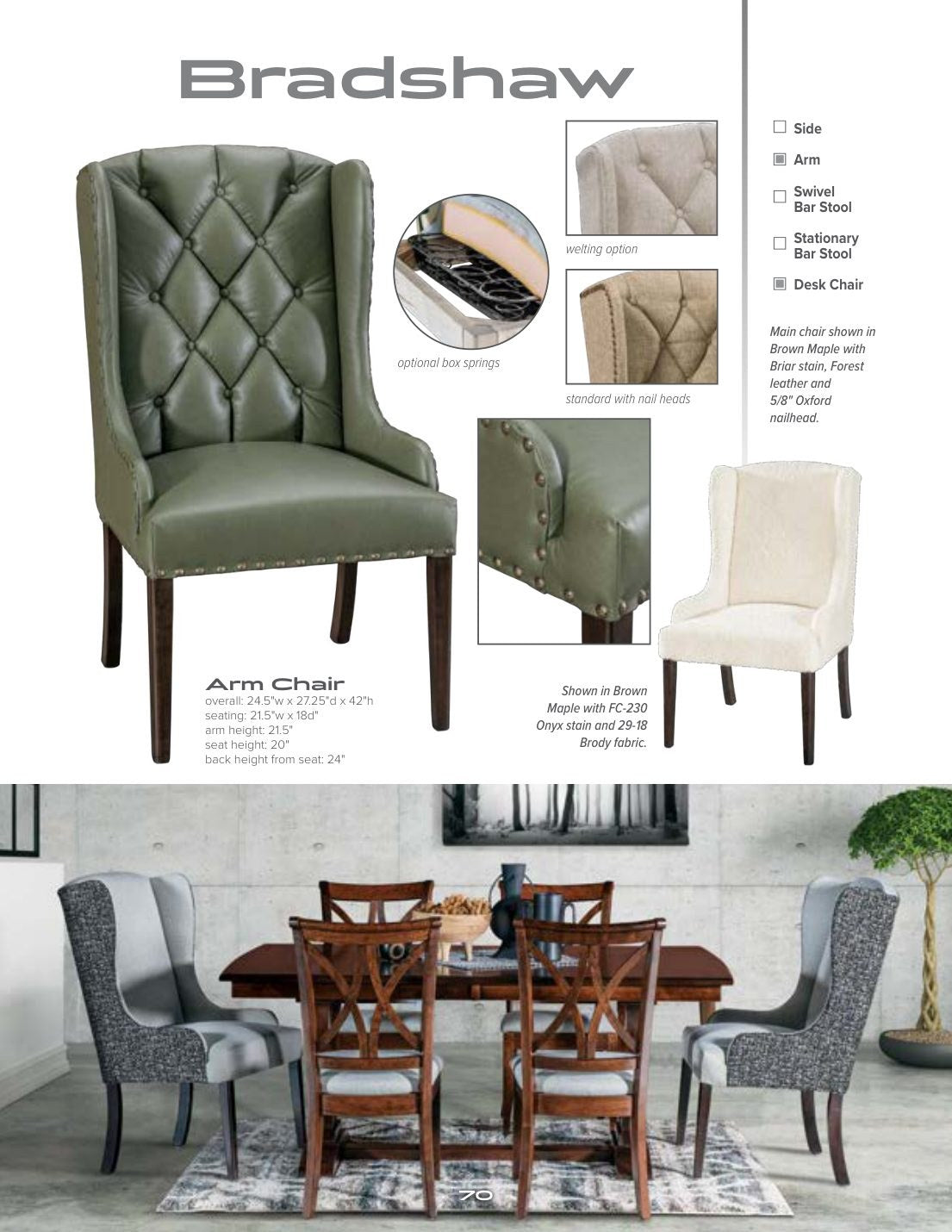 Bradshaw Arm Chair catalog page