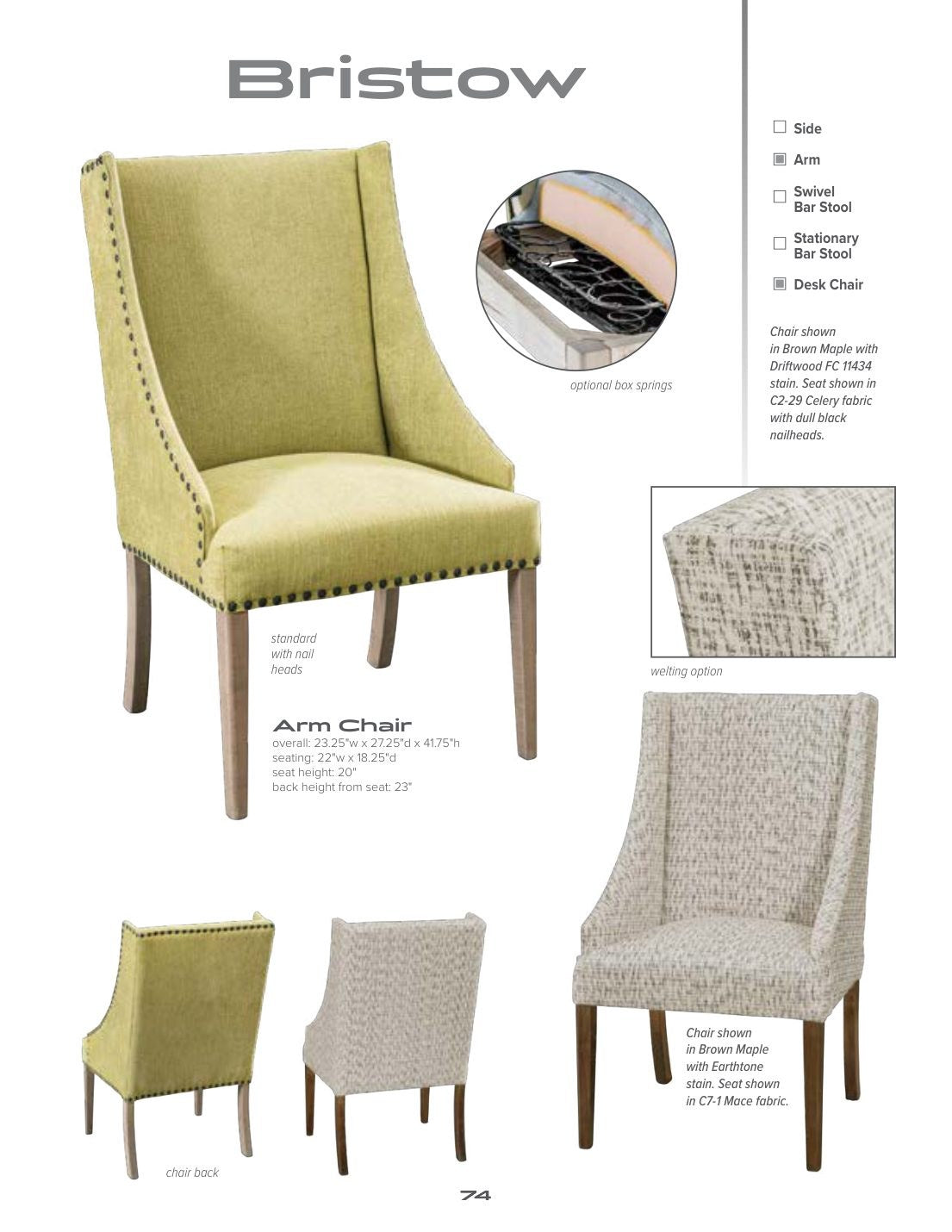 Bristow Arm Chair catalog page