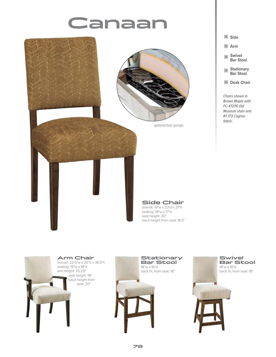 Canaan Stationary Bar Stool catalog page