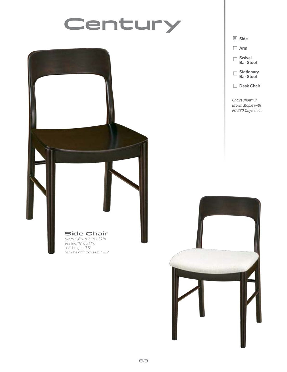 Century Side Chair catalog page