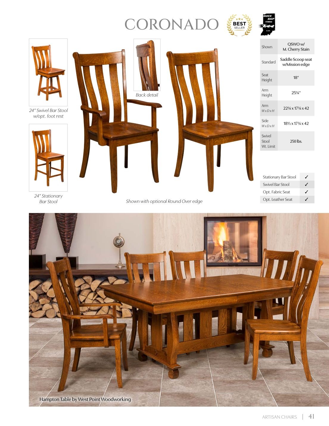 Coronado Swivel Bar Stool catalog page