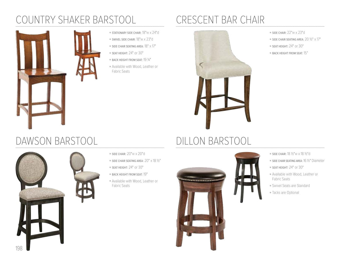 Dawson Stationary Bar Stool catalog page