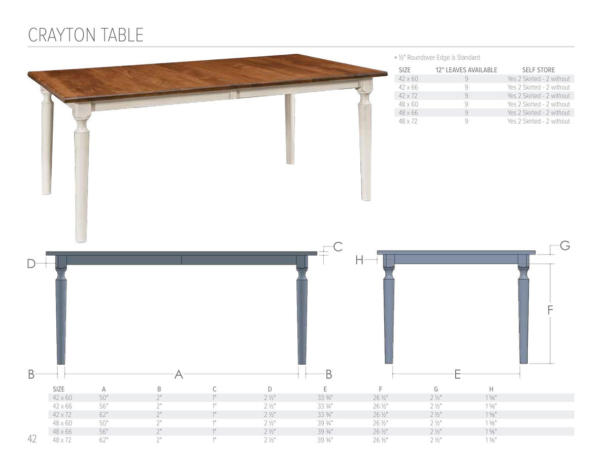 Crayton Table catalog page