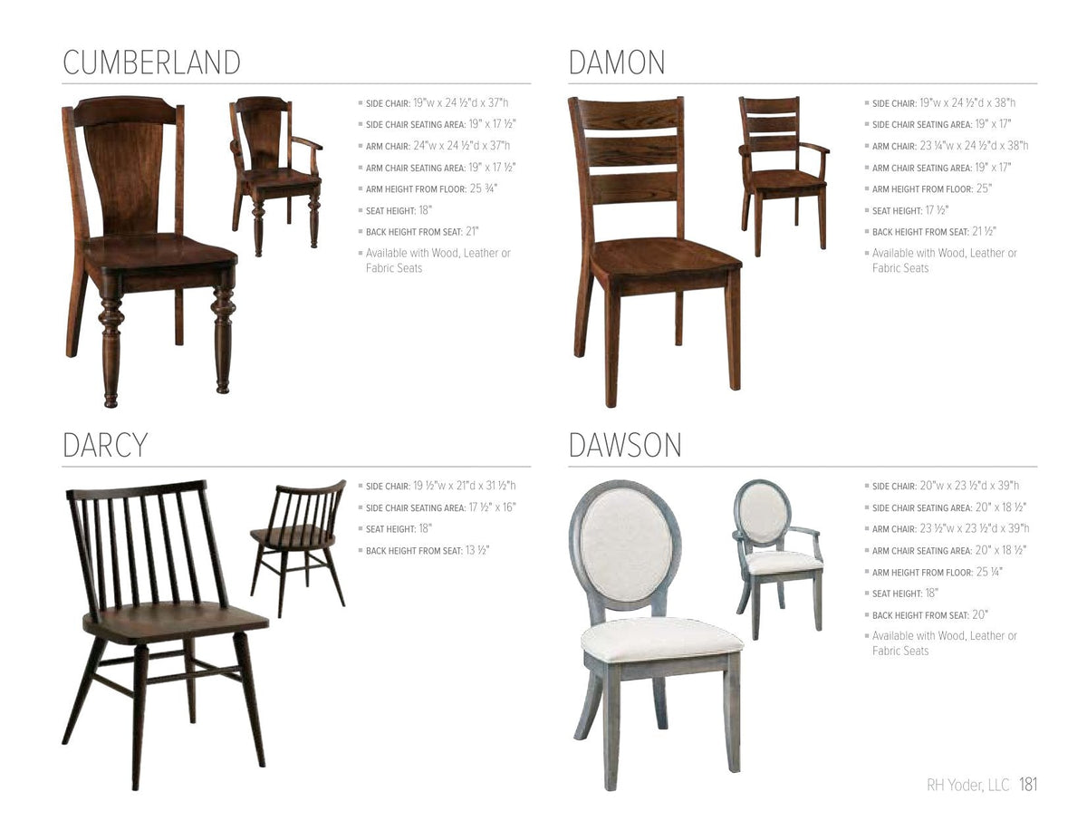 Damon Side Chair catalog page