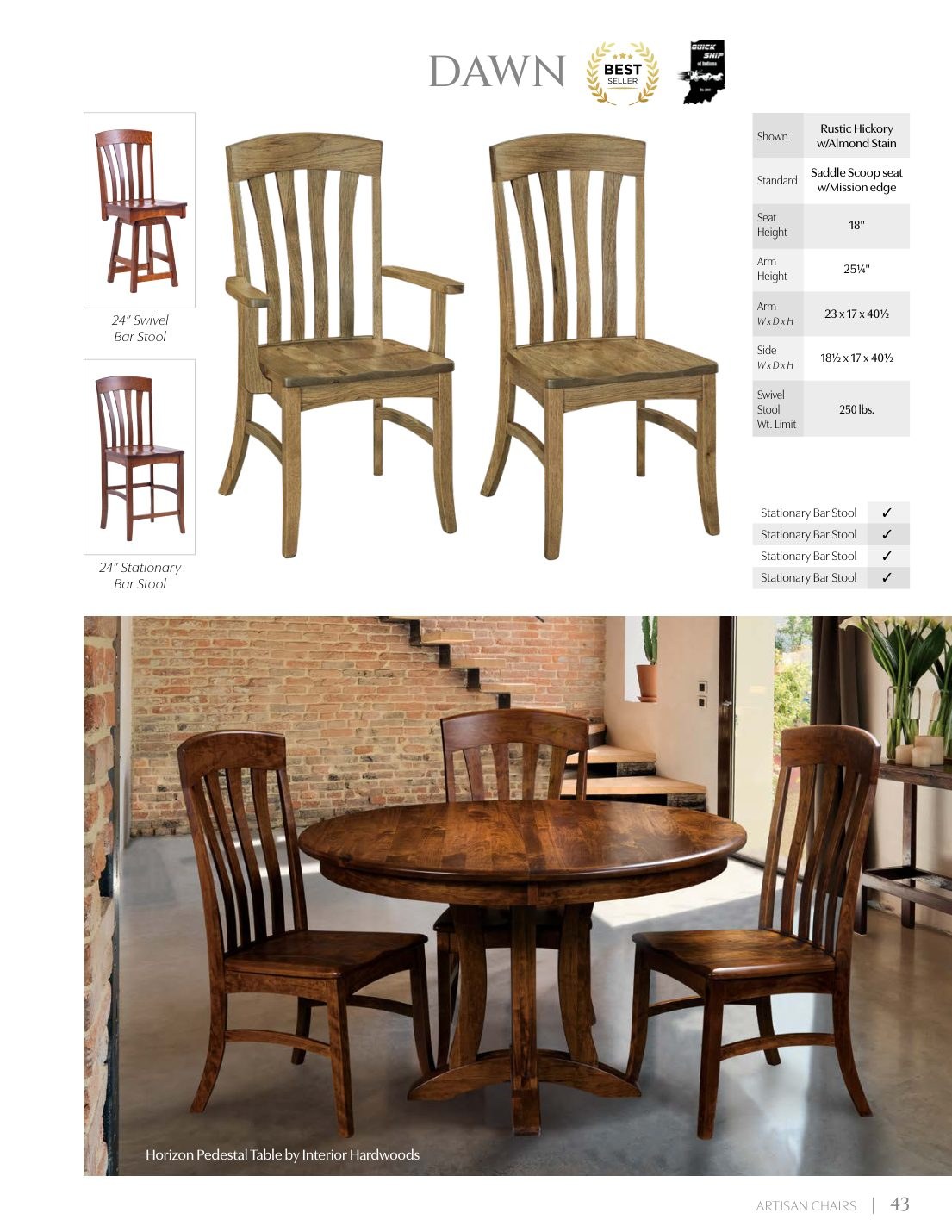 Dawn Stationary Bar Stool catalog page