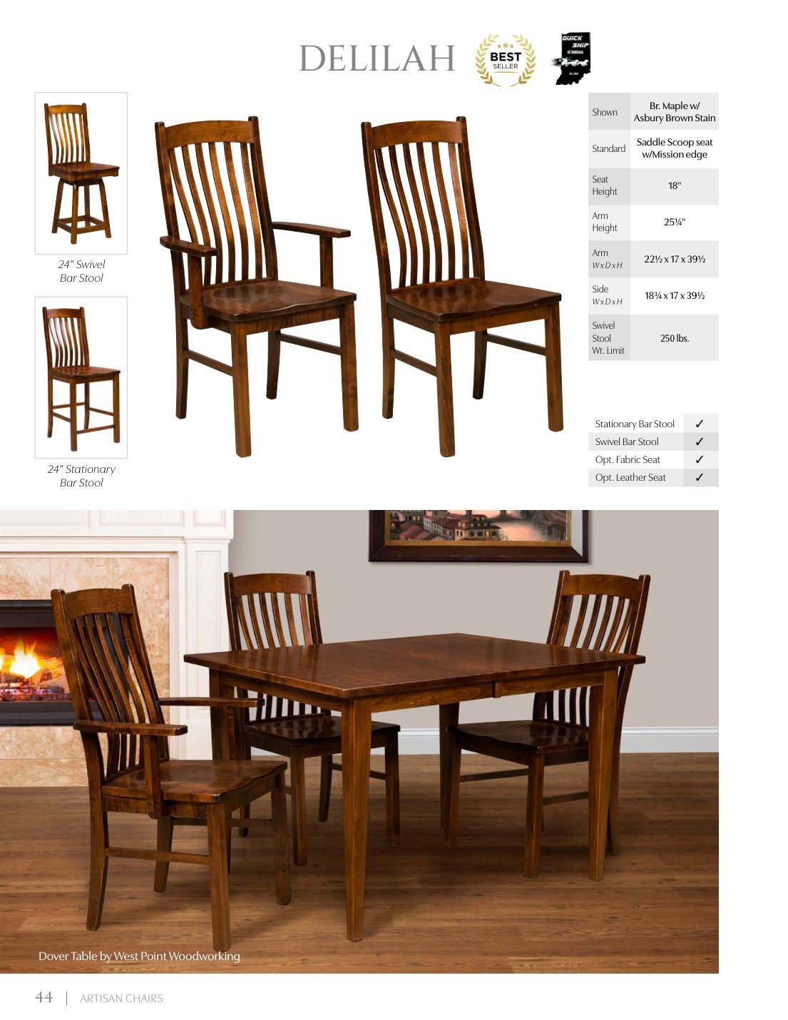 Delilah Stationary Bar Stool catalog page