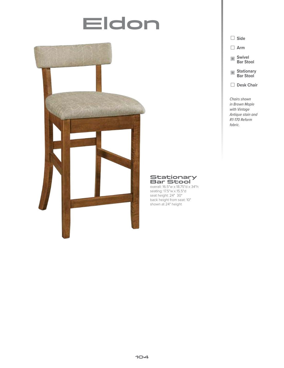 Eldon Stationary Bar Stool catalog page