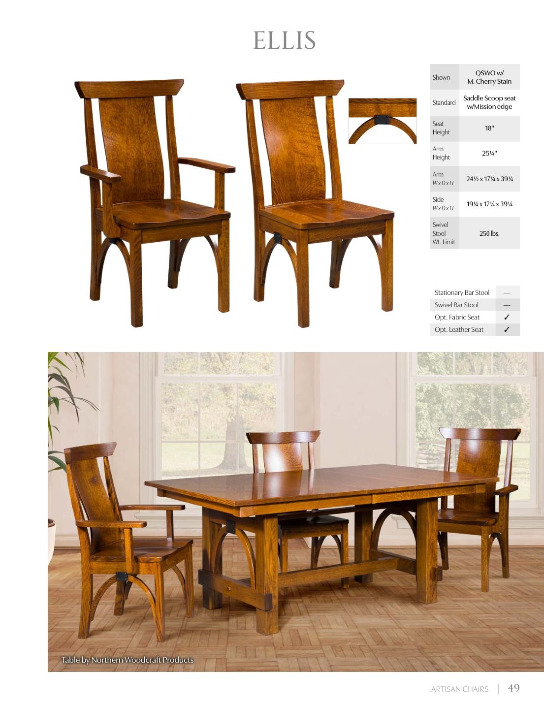 Ellis Arm Chair catalog page