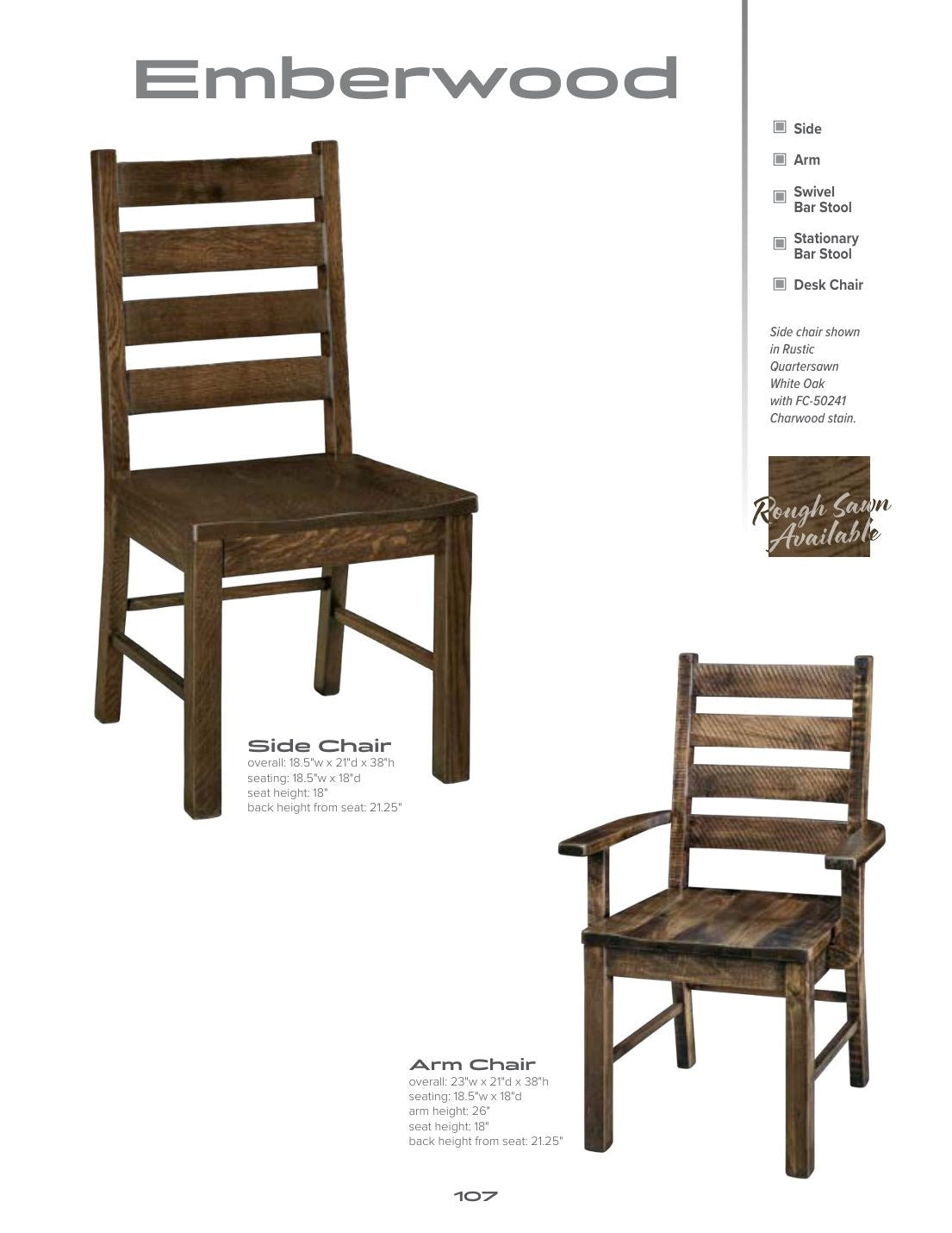 Emberwood Side Chair catalog page