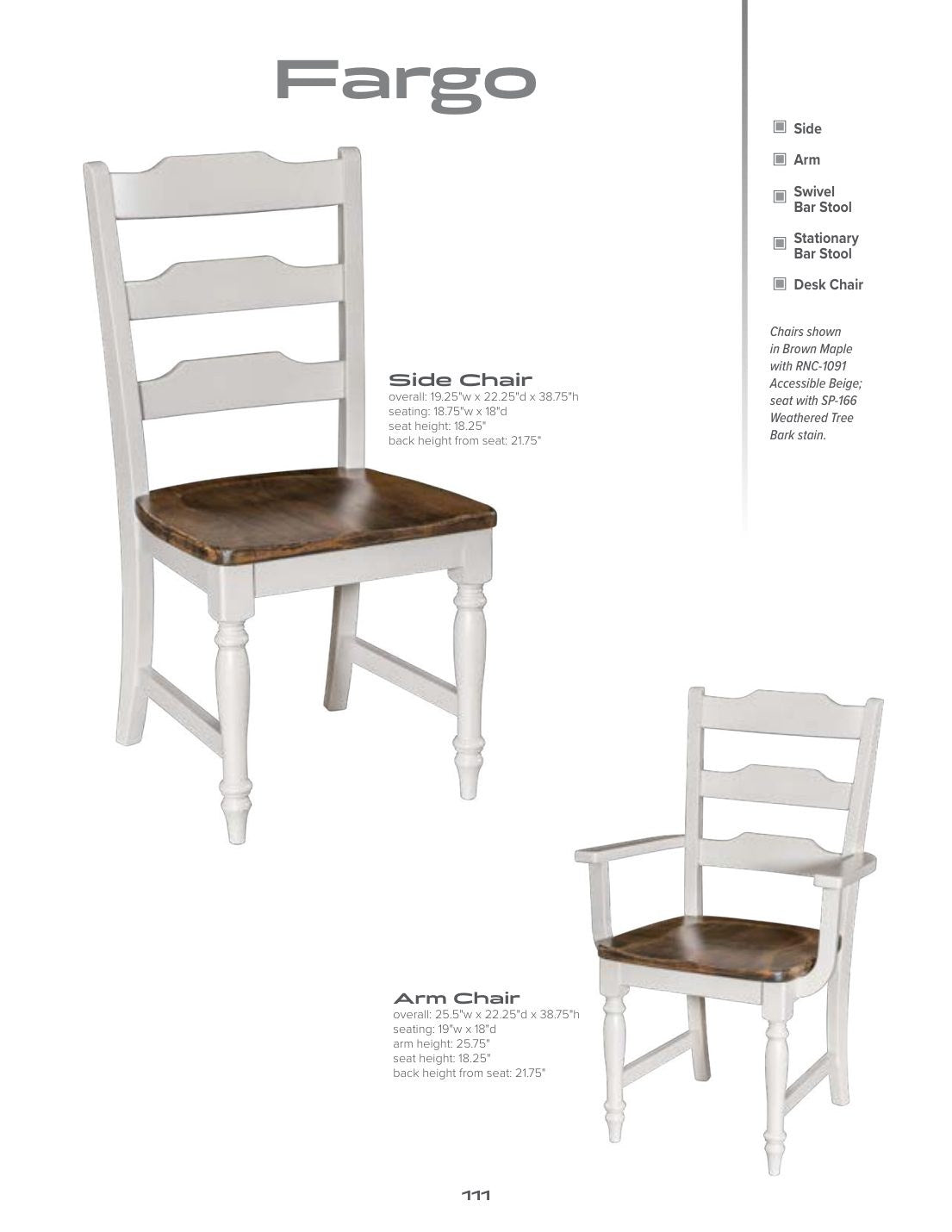 Fargo Arm Chair catalog page