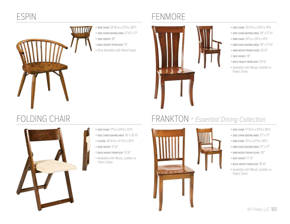 Folding Chair catalog page