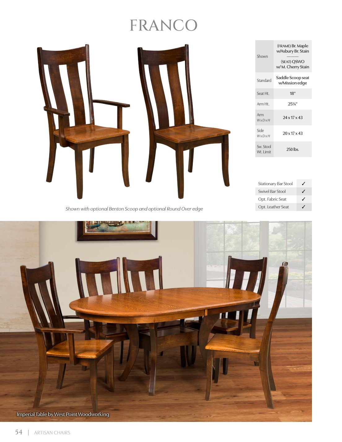 Franco Arm Chair catalog page