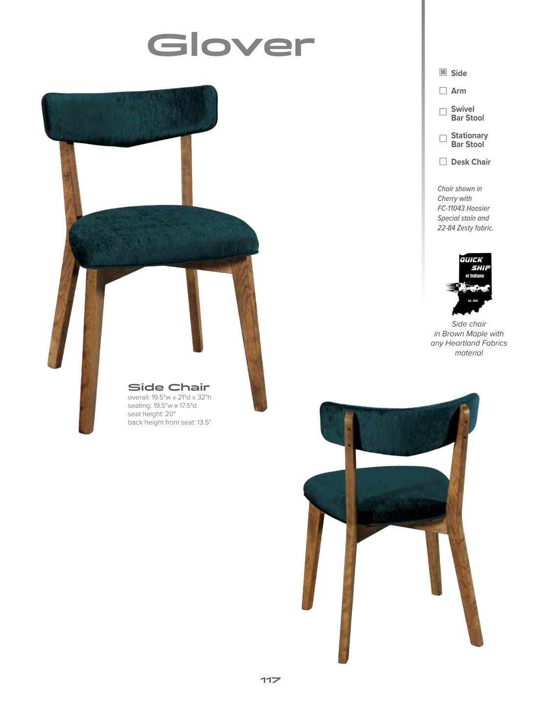 Glover Side Chair catalog page