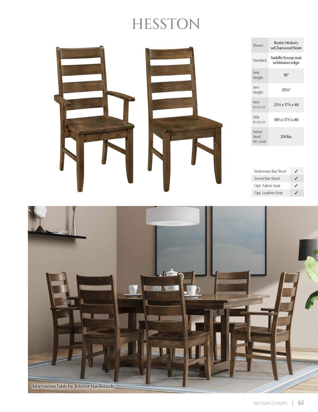 Hesston Side Chair catalog page