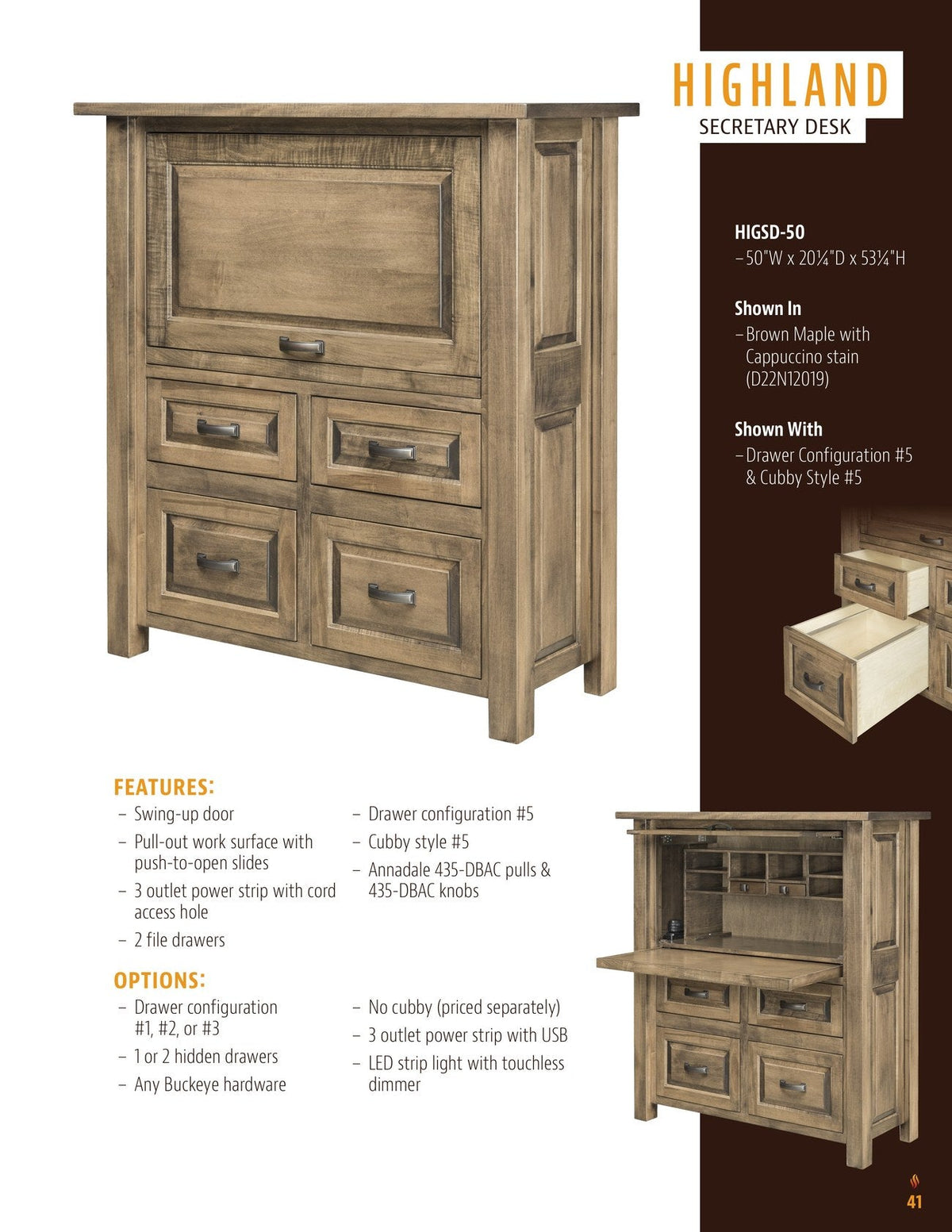 Highland Secretary Desk catalog page