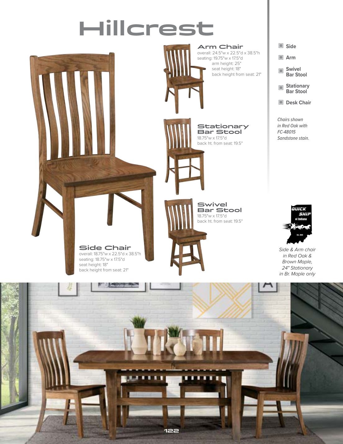 Hillcrest Stationary Bar Stool catalog page