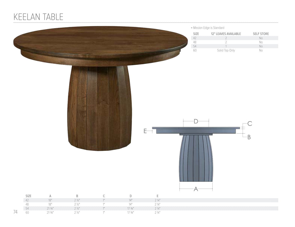 Keelan Table catalog page