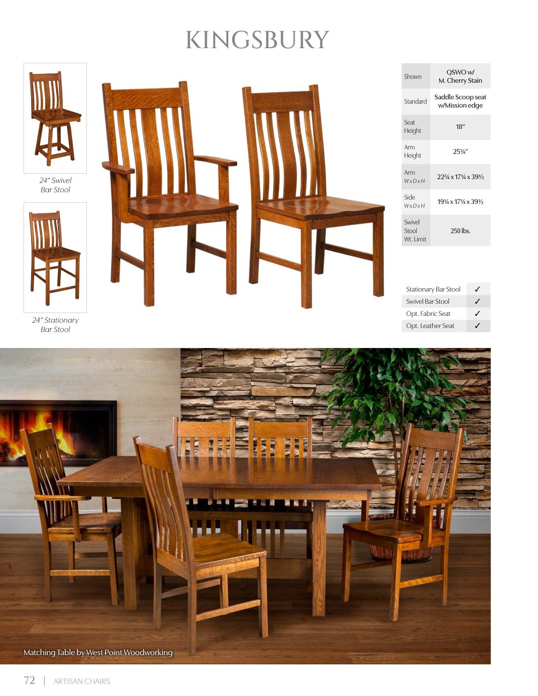Kingsbury Stationary Bar Stool catalog page