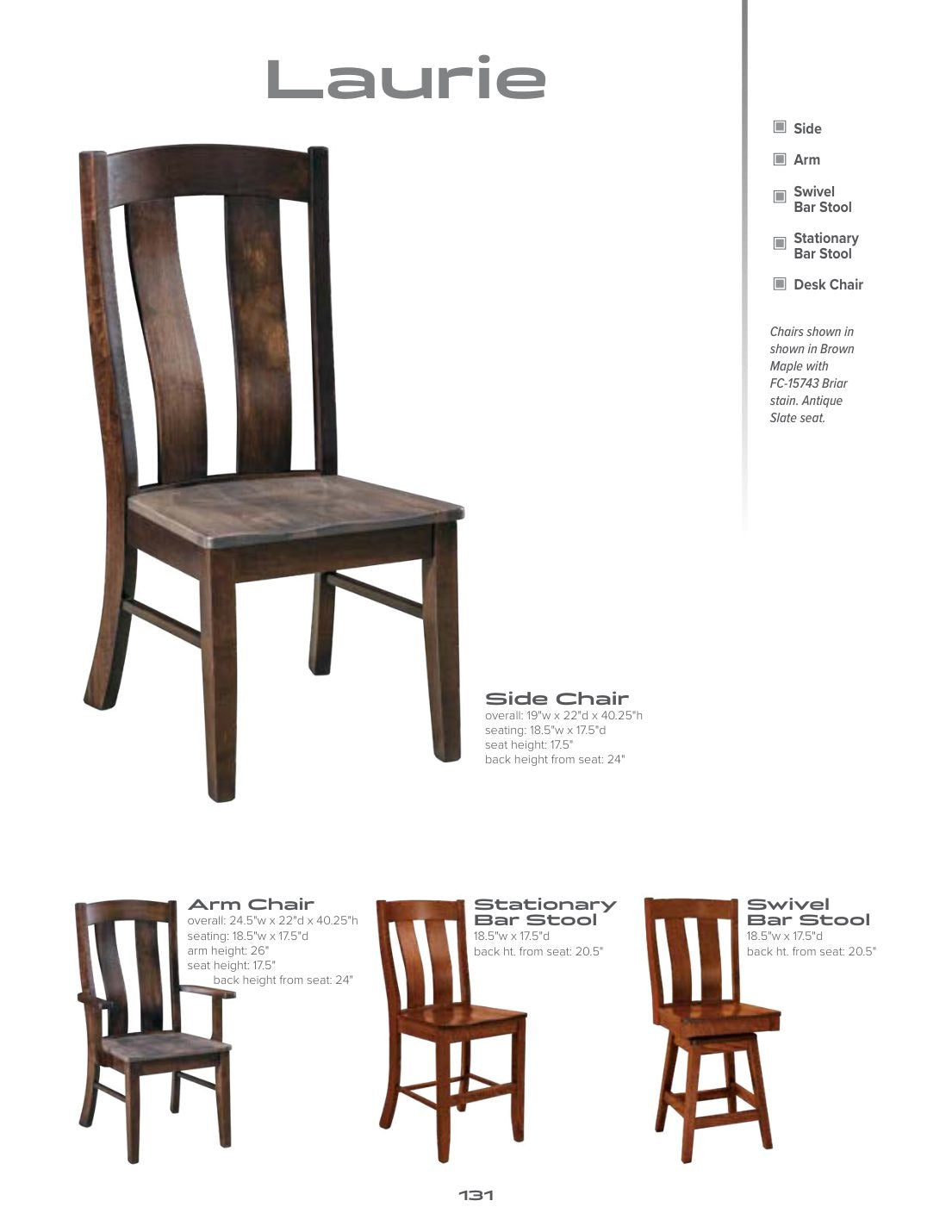 Laurie Arm Chair catalog page