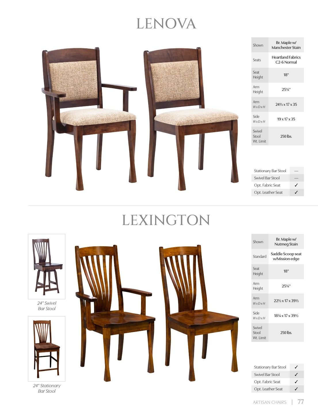 Lenova Side Chair catalog page