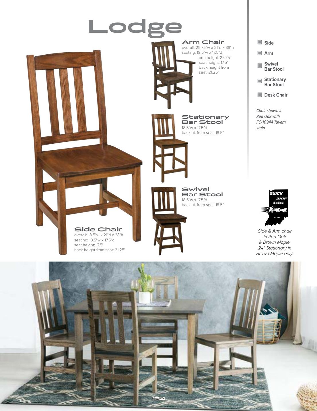 Lodge Side Chair catalog page