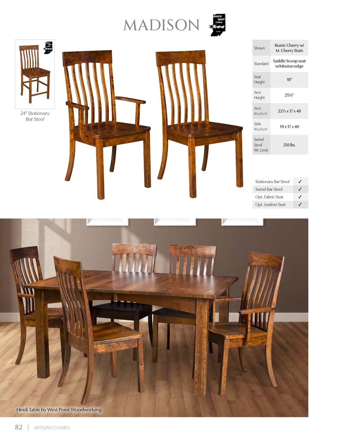 Madison Side Chair catalog page