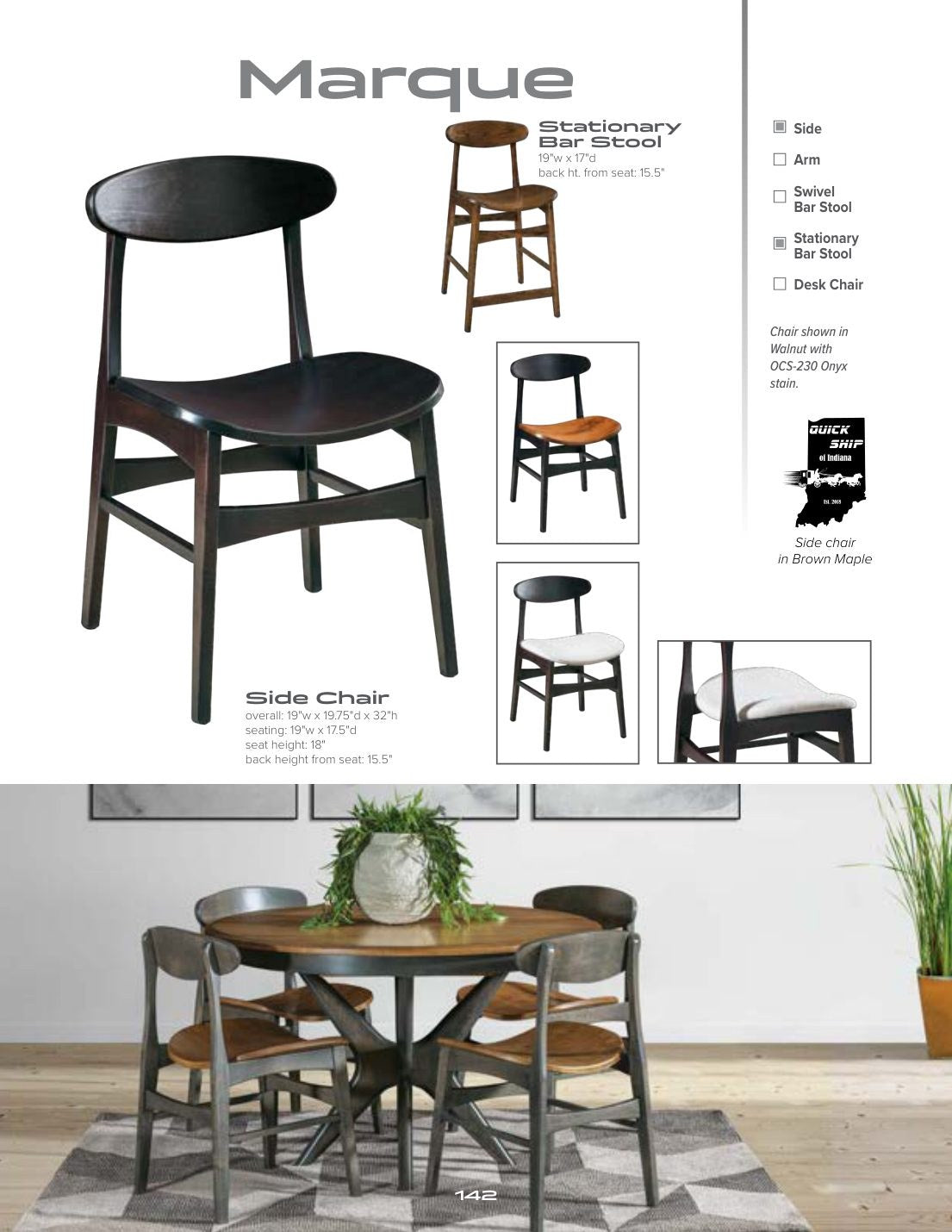 Marque Side Chair catalog page