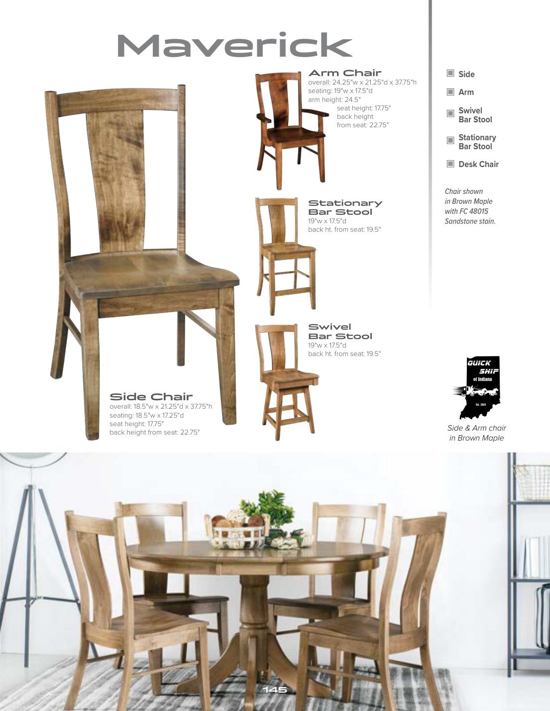 Maverick Arm Chair catalog page