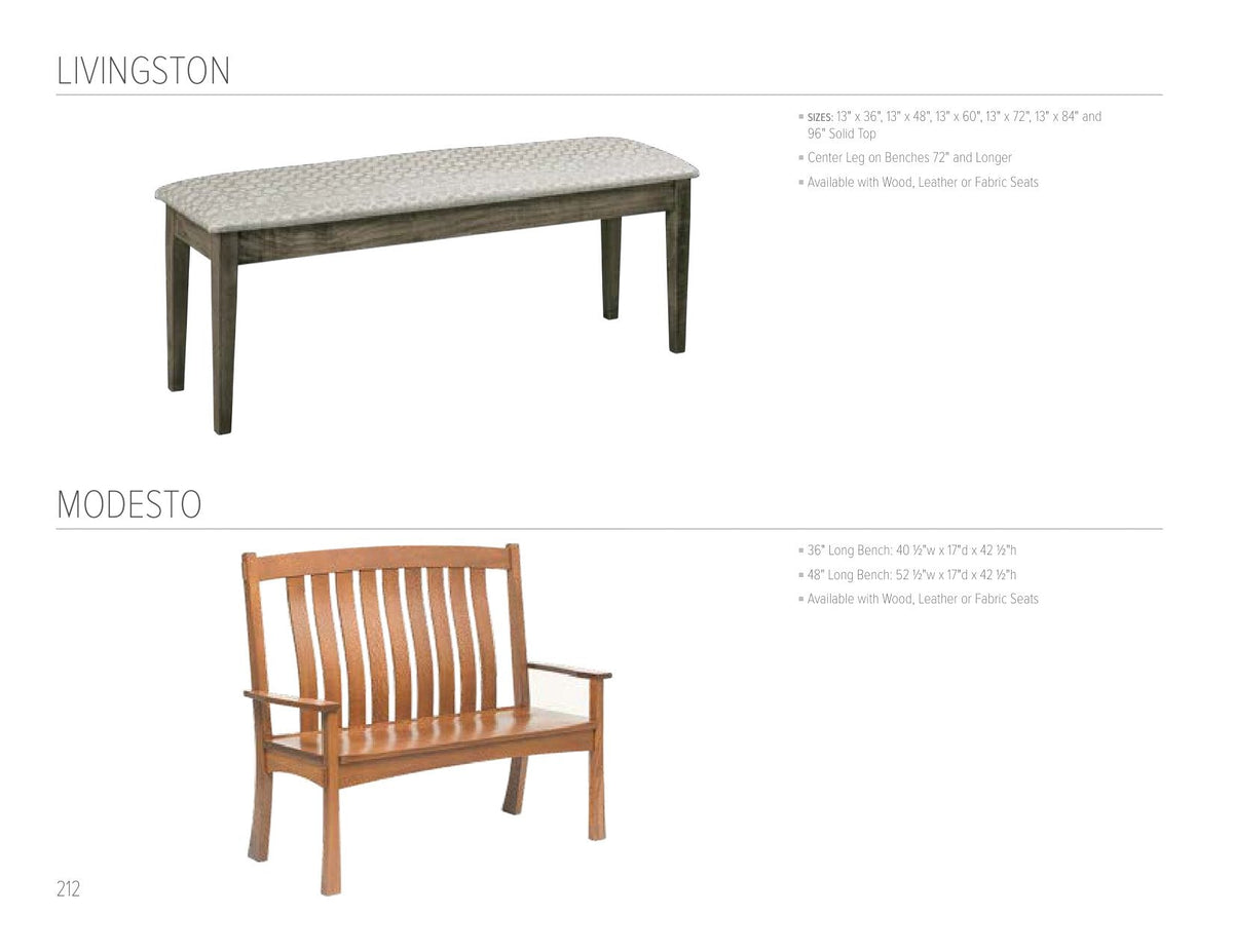 Modesto Arm Bench catalog page