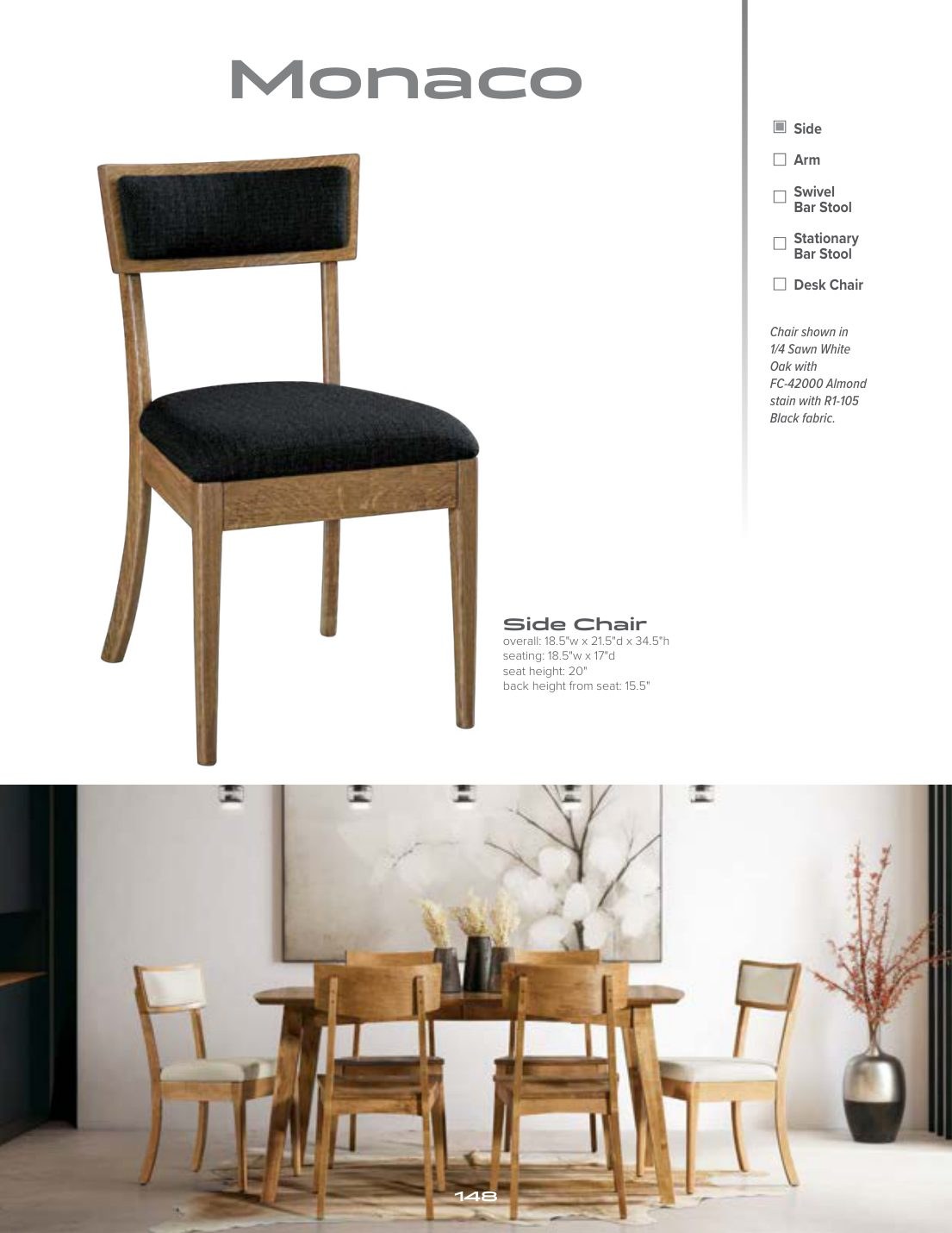 Monaco Side Chair catalog page
