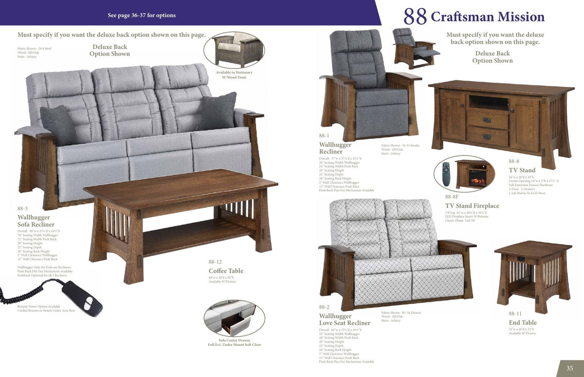 Craftsman Mission TV Stand with Fireplace catalog page
