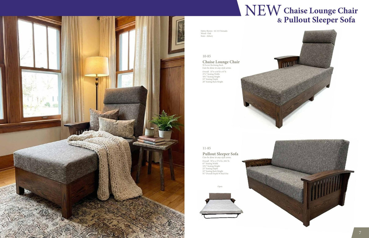 Chaise lounge and sleeper sofa catalog page